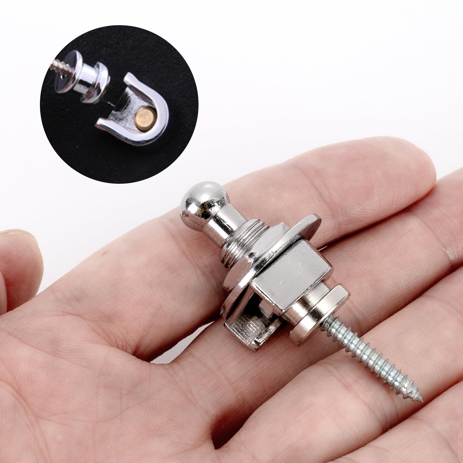 Guitar Strap Lock Round Head Guitar Bass Security Straplocks Strap Retainer, Schaller Style, Guitar Replacements (Pack of 4)